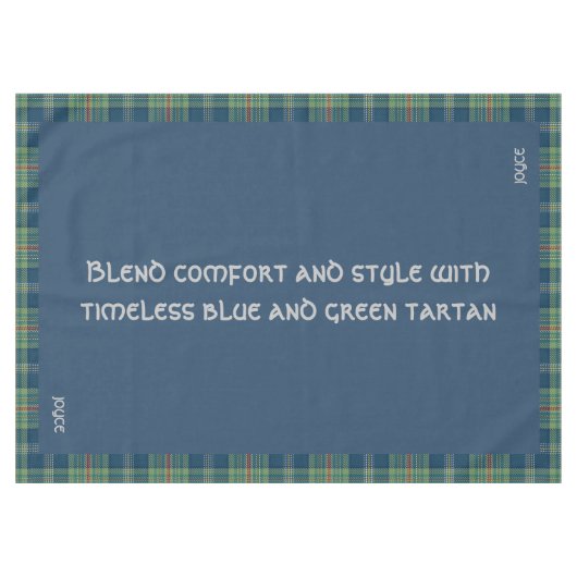 Tijdloos blauw en groen Tartan Monogram | Tafelkleed (Voorkant (Horizontaal))