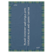 Tijdloos blauw en groen Tartan Monogram | Tafelkleed (Voorkant)