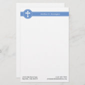 Tijdloos Blauw Wit Kruis Naam & Contactgegevens Briefpapier (Voorkant / Achterkant)