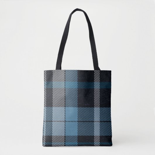 Tijdloos blauw & zwart geruite charme: stijlvol tote bag (Voorkant)