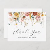 Tijdloos bloem bruids douche dank je wel bedankkaart (Voorkant / Achterkant)