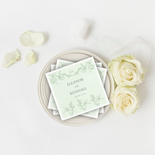 Tijdloos Bloem Monogram Huwelijk  Servet