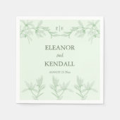 Tijdloos Bloem Monogram Huwelijk  Servet (Voorkant)