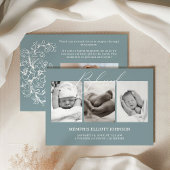  Tijdloos Bloemen Blauw Baby Aankondiging