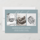  Tijdloos Bloemen Blauw Baby Aankondiging (Voorkant)