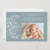  Tijdloos Bloemen Blauw Baby Aankondiging (Achterkant)