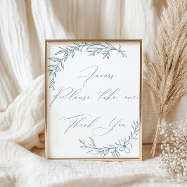  Tijdloos Bloemen Blauw Baby shower Favors Poster