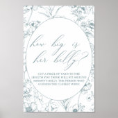 Tijdloos Bloemen Blauw Baby shower Spel Poster (Voorkant)