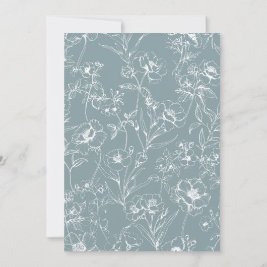  Tijdloos Bloemen Blauw Jongen Baby shower Kaart (Achterkant)