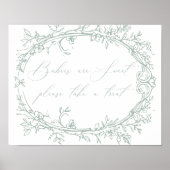 Tijdloos Bloemen Groene Baby shower Favoriet Poster (Voorkant)