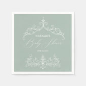  Tijdloos Bloemen Groene Baby shower servetten (Voorkant)