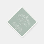  Tijdloos Bloemen Groene Baby shower servetten (Hoek)