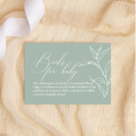  Tijdloos Bloemen Groene Boeken Baby shower Notitiekaartje