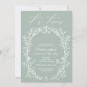  Tijdloos Bloemen Groene Tweeling Baby shower Kaart (Voorkant)