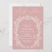  Tijdloos Bloemen Lijst Baby shower Kaart (Voorkant)