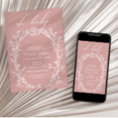 Tijdloos Bloemen Lijst Roze Baby shower Kaart