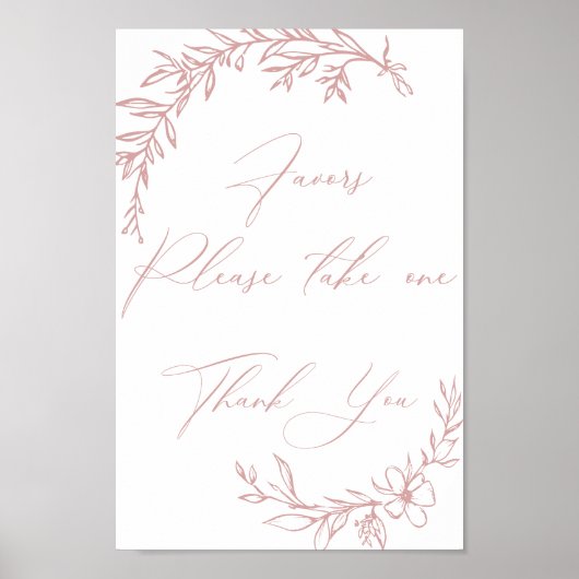  Tijdloos Bloemen Roze Baby shower Favors Poster (Voorkant)