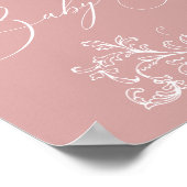  Tijdloos Bloemen Roze Baby shower Sign Poster (Hoek)
