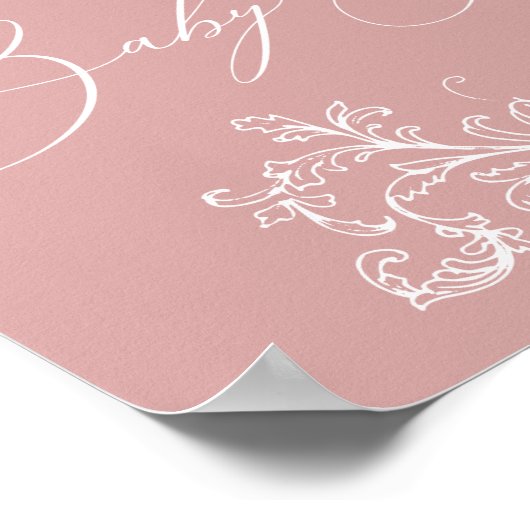  Tijdloos Bloemen Roze Baby shower Sign Poster (Hoek)