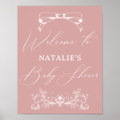  Tijdloos Bloemen Roze Baby shower Sign Poster (Voorkant)