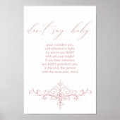 Tijdloos Bloemen Roze Baby shower Spel Poster (Voorkant)