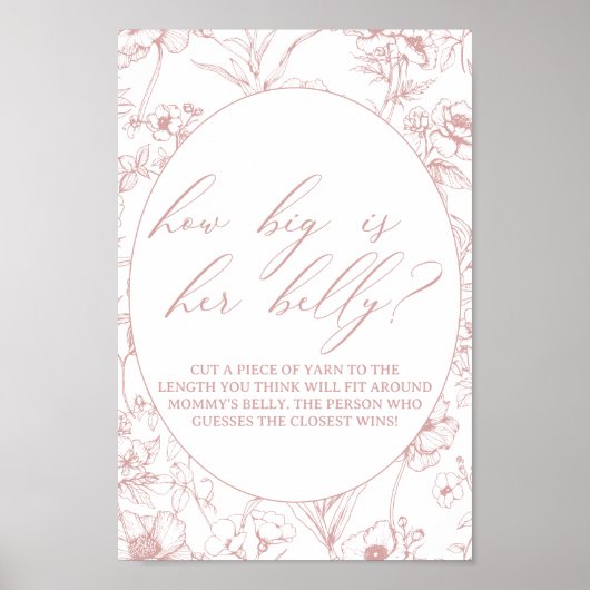  Tijdloos Bloemen Roze Baby shower Spel Poster (Voorkant)