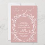 Tijdloos Bloemen Roze Meisje Baby shower Kaart (Voorkant)