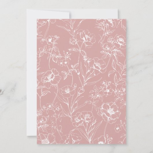 Tijdloos Bloemen Roze Meisje Baby shower Kaart (Achterkant)