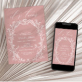  Tijdloos Bloemen Roze Tweeling Baby shower Kaart