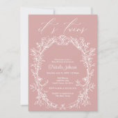  Tijdloos Bloemen Roze Tweeling Baby shower Kaart (Voorkant)