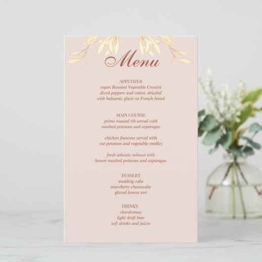 Tijdloos Bloemen Rustiek Bruiloft Budget Menu (Staand voorkant)