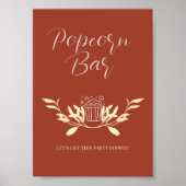 Tijdloos Bloemen Rustiek Bruiloft Popcorn bar teke Poster (Voorkant)