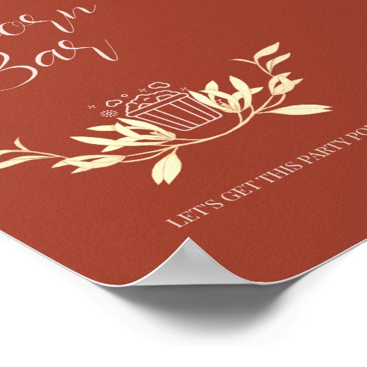 Tijdloos Bloemen Rustiek Bruiloft Popcorn bar teke Poster (Hoek)