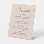 Tijdloos Bloemen Rustiek Dessert Menu Bruiloft Reclamebord Met Voetstuk (Voorkant)
