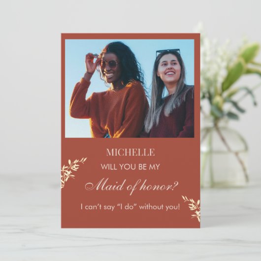 Tijdloos Bloemen Rustiek Maid of Honor voorstel Kaart (Staand voorkant)