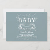 tijdloos bloemenblauw Baby shower Kaart (Voorkant)