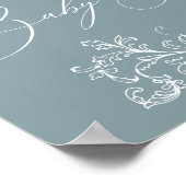 tijdloos bloemenblauw Baby shower teken Poster (Hoek)