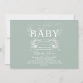 tijdloos bloemengroen Baby shower Kaart (Voorkant)