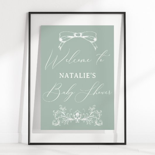  tijdloos bloemengroen Baby shower Poster