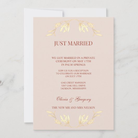 Tijdloos bloemenrustiek net getrouwd kaart (Voorkant)