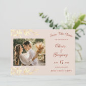 Tijdloos bloemenrustiek save the date (Staand voorkant)