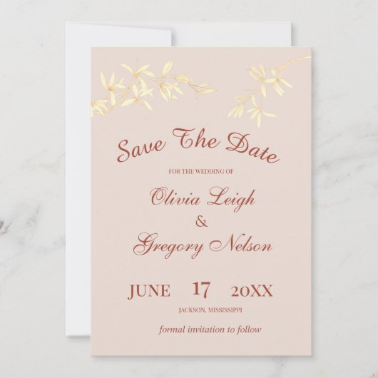 Tijdloos bloemenrustiek save the date (Voorkant)