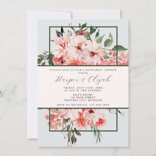 Tijdloos blozen rood klassiek repetitiediner kaart (Voorkant)