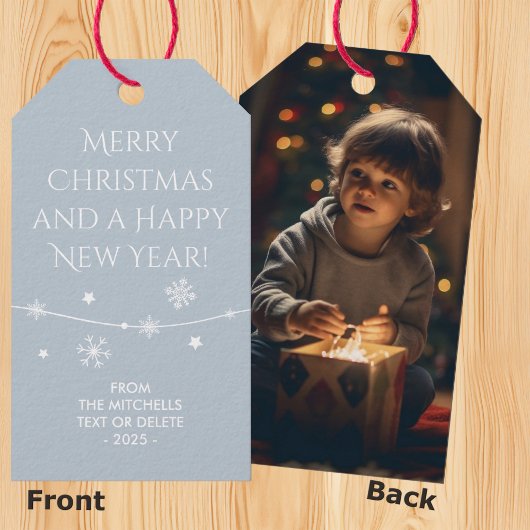 Tijdloos - Blue Mist Christmas Photo Gift Labels Cadeaulabel