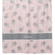 Tijdloos botanisch bloemmotief zacht roze monogram