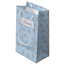 Tijdloos botanisch bloemmotief Zachte Blauwe Monog Klein Cadeauzakje