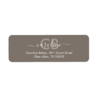 Tijdloos — bruin beige monogram adreslabel