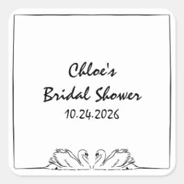 Tijdloos chique handgeschreven zwaan Vrijgezellenf Vierkante Sticker