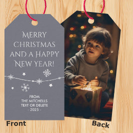 Tijdloos - Cool Grey Christmas Photo Gift Labels Cadeaulabel