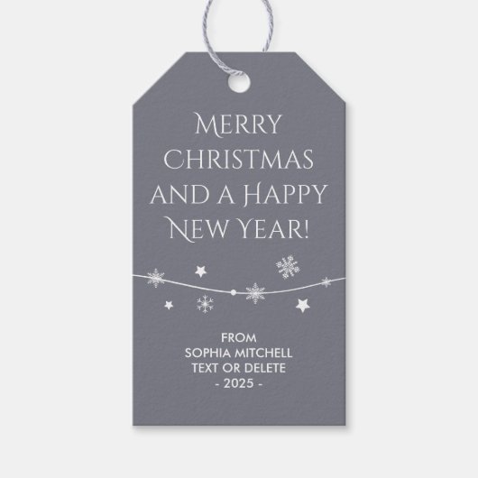 Tijdloos - Cool Grey - Snowflake cadeau Labels Cadeaulabel (Voorkant)